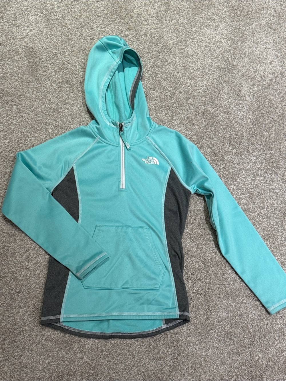 The North Face Aqua and Charcoal Hoodie